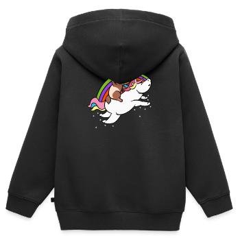 Furet Riding Unicorn - Funny Cute Magical Pet - Sweat Premium à capuche zippé enfant bio - noir - Dos - AI Model Kid Male (0cm)
