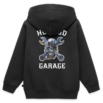 Hot Rod - Kinder Premium Organic Zip Hoodie - Schwarz - Hinten - AI Model Kid Male (0cm)