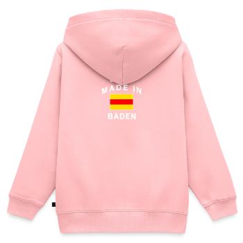 Made in Baden badisch Karlsruhe Schwarzwald Geburt - Kinder Premium Organic Zip Hoodie - Rosa - Hinten - AI Model Kid Female (0cm)