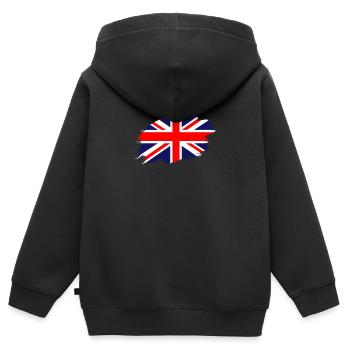 Royaume-Uni Drapeau Union Drapeau Royaume-Uni - Sweat Premium à capuche zippé enfant bio - noir - Dos - AI Model Kid Male (0cm)