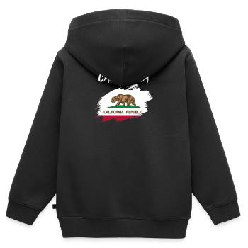 Kalifornien - Kinder Premium Organic Zip Hoodie - Schwarz - Hinten - AI Model Kid Male (0cm)