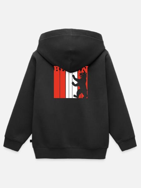 Berlin mit Berliner Bär - Kinder Premium Organic Zip Hoodie - Schwarz