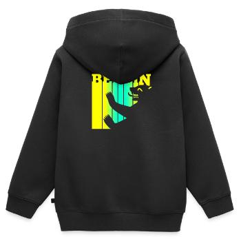 Ours de Berlin - Sweat Premium à capuche zippé enfant bio - noir - Dos - AI Model Kid Male (0cm)