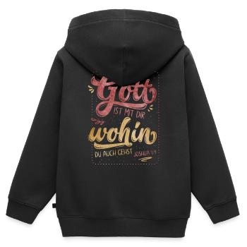 Dein Gott Ist Mit Dir - Kinder Premium Organic Zip Hoodie - Schwarz - Hinten - AI Model Kid Male (0cm)