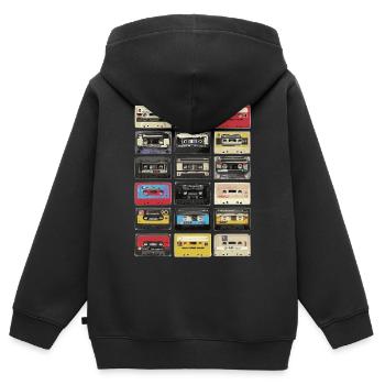 Retro Kassetten - Kinder Premium Organic Zip Hoodie - Schwarz - Hinten - AI Model Kid Male (0cm)