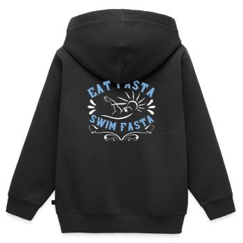 Schwimmen Wasser Spruch Schwimmer - Kinder Premium Organic Zip Hoodie - Schwarz - Hinten - AI Model Kid Male (0cm)