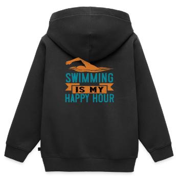 Schwimmen Wasser Spruch Schwimmer - Kinder Premium Organic Zip Hoodie - Schwarz - Hinten - AI Model Kid Male (0cm)