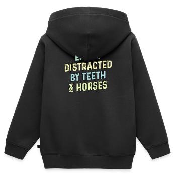 Leicht von Zähnen und Pferden abgelenkt - Zahnarzt - Kinder Premium Organic Zip Hoodie - Schwarz - Hinten - AI Model Kid Male (0cm)