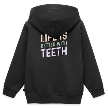 Das Leben ist besser mit Zähnen - Zahnarzt & Zahnmedizin - Kinder Premium Organic Zip Hoodie - Schwarz - Hinten - AI Model Kid Male (0cm)