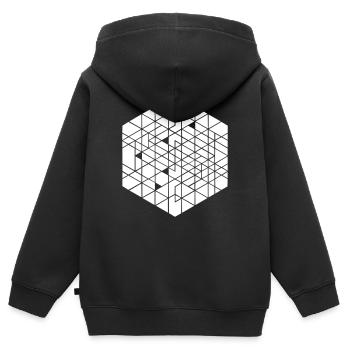 Quantum Runes Futhark 0 © Font Sign - Kids Premium Organic Zip-up Hoodie - black - Back - AI Model Kid Male (0cm)