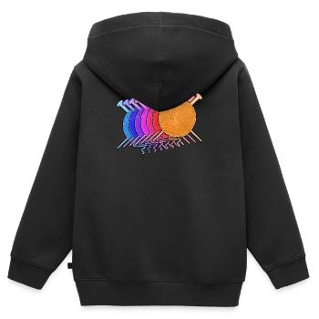Retro Garn Ball - Stricken & Häkeln - Kinder Premium Organic Zip Hoodie - Schwarz - Hinten - AI Model Kid Male (0cm)