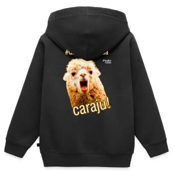 Quedate En Casa Caraju - Sweat Premium à capuche zippé enfant bio - noir - Dos - AI Model Kid Male (0cm)