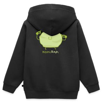 Lustiger Kohlrabi -Rap- Rapper - Kinder Premium Organic Zip Hoodie - Schwarz - Hinten - AI Model Kid Male (0cm)