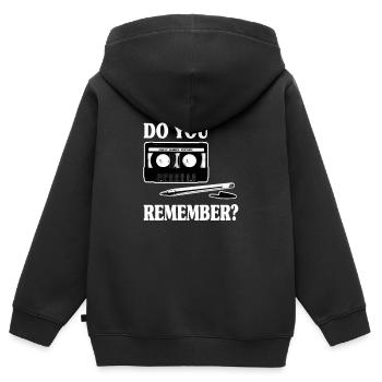 Cassette de musique MC Cassette Kulli disant chemise rétro - Sweat Premium à capuche zippé enfant bio - noir - Dos - AI Model Kid Male (0cm)