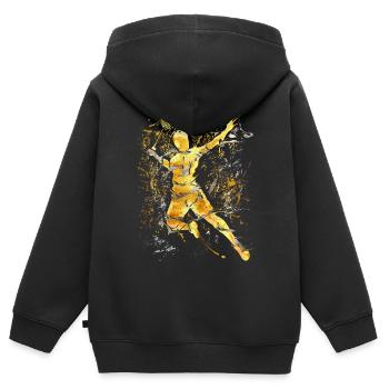 Badminton - Smash - Badminton - Kinder Premium Organic Zip Hoodie - Schwarz - Hinten - AI Model Kid Male (0cm)