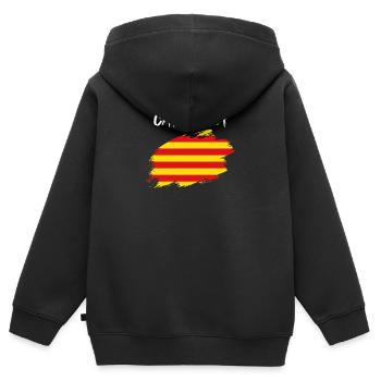 Drapeau de la Catalogne drapeau catalan - Sweat Premium à capuche zippé enfant bio - noir - Dos - AI Model Kid Male (0cm)