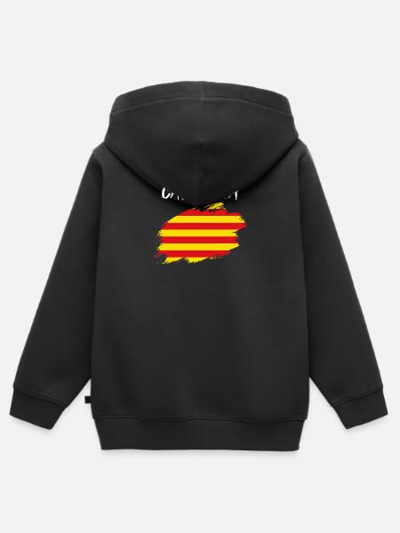 Cataluña bandera catalana bandera - Sudadera Premium con capucha y cremallera infantil orgánica - negro
