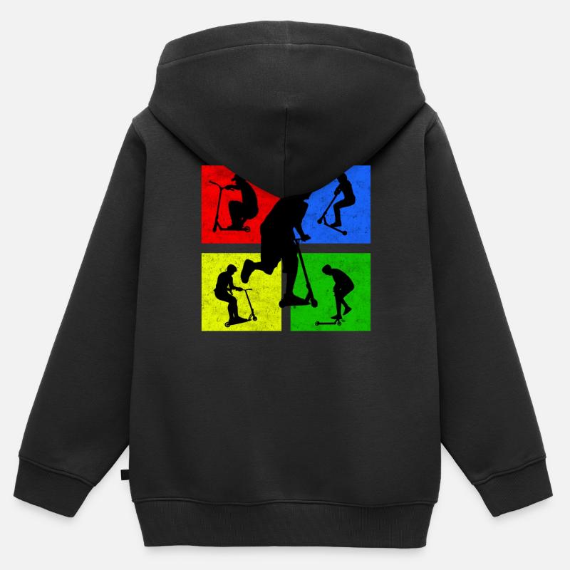 stuntscooter kickscooter Roller Tretroller - Kinder Premium Organic Zip Hoodie - Schwarz