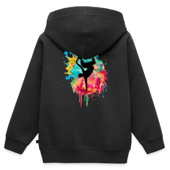 Breakdance Bboy Bgirl HipHop - Kinder Premium Organic Zip Hoodie - Schwarz - Hinten - AI Model Kid Male (0cm)
