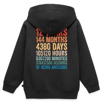 12th birthday 12 years retro gift Vinatge - Kids Premium Organic Zip-up Hoodie - black - Back - AI Model Kid Male (0cm)