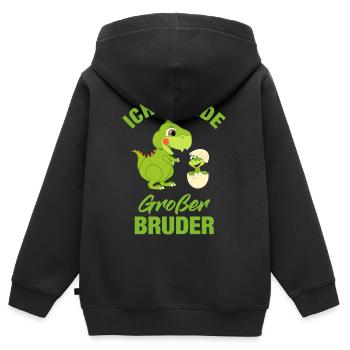 Großer Bruder werden Dinosaurier Dino Ei Geburt - Kinder Premium Organic Zip Hoodie - Schwarz - Hinten - AI Model Kid Male (0cm)