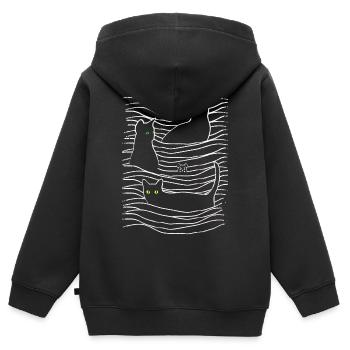 Katzen | Katzenaugen | Katze & Maus - Kinder Premium Organic Zip Hoodie - Schwarz - Hinten - AI Model Kid Male (0cm)