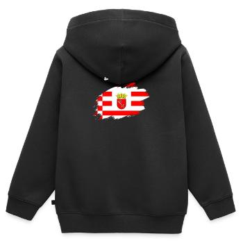 Brême - Sweat Premium à capuche zippé enfant bio - noir - Dos - AI Model Kid Male (0cm)