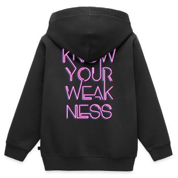 Connaissez votre faiblesse - Sweat Premium à capuche zippé enfant bio - noir - Dos - AI Model Kid Male (0cm)