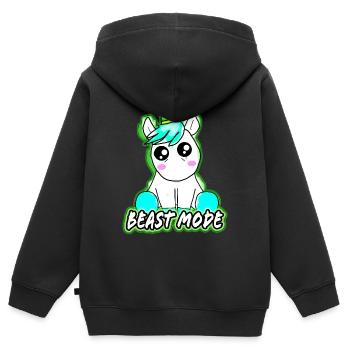 Beast mode - Kinder Premium Organic Zip Hoodie - Schwarz - Hinten - AI Model Kid Male (0cm)
