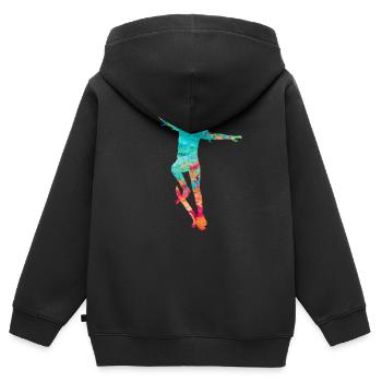 Skater Mädchen beim Skateboarden PopArt - Kinder Premium Organic Zip Hoodie - Schwarz - Hinten - AI Model Kid Male (0cm)