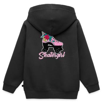 Skatergirl - Rollschuh Design - Kinder Premium Organic Zip Hoodie - Schwarz - Hinten - AI Model Kid Male (0cm)