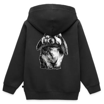 Lapin Lapin - Sweat Premium à capuche zippé enfant bio - noir - Dos - AI Model Kid Male (0cm)