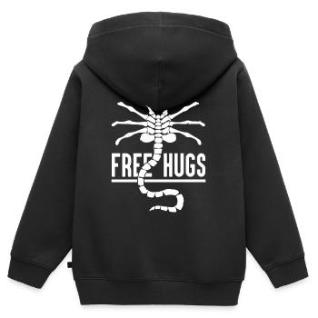 Câlins gratuits - Sweat Premium à capuche zippé enfant bio - noir - Dos - AI Model Kid Male (0cm)