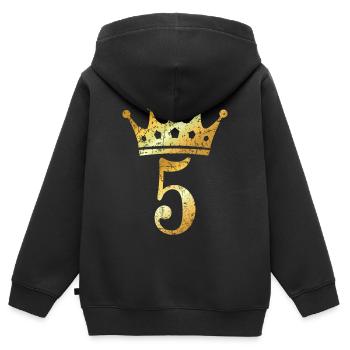 Krone Nummer 5 (Vintage Goldgelb) 5. Geburtstag - Kinder Premium Organic Zip Hoodie - Schwarz - Hinten - AI Model Kid Male (0cm)
