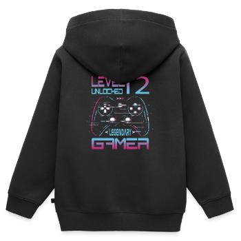 12. Geburtstag Level 12 Complete Retro Jungen Game - Kinder Premium Organic Zip Hoodie - Schwarz - Hinten - AI Model Kid Male (0cm)