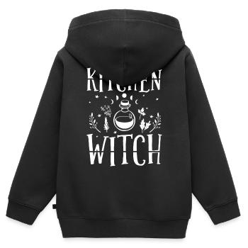 Hexen - Kinder Premium Organic Zip Hoodie - Schwarz - Hinten - AI Model Kid Male (0cm)