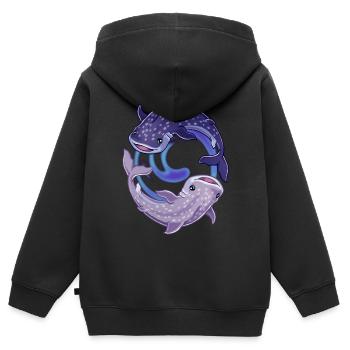 Cooles Walhai Whale Shark Yin Yang Design - Kinder Premium Organic Zip Hoodie - Schwarz - Hinten - AI Model Kid Male (0cm)