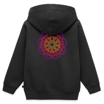 buntes Blumen-Mandala - Kinder Premium Organic Zip Hoodie - Schwarz - Hinten - AI Model Kid Male (0cm)