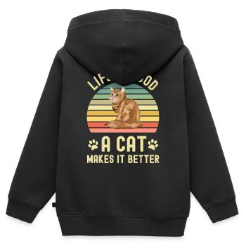 Chats Chats - Sweat Premium à capuche zippé enfant bio - noir - Dos - AI Model Kid Male (0cm)