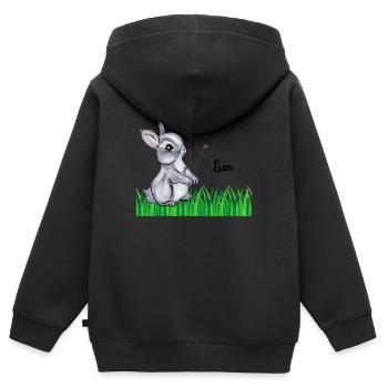 Hase Name Geschenk Lian - Kinder Premium Organic Zip Hoodie - Schwarz - Hinten - AI Model Kid Male (0cm)