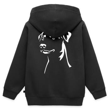 Deutscher Pinscher "Black Edition" - Kinder Premium Organic Zip Hoodie - Schwarz - Hinten - AI Model Kid Male (0cm)