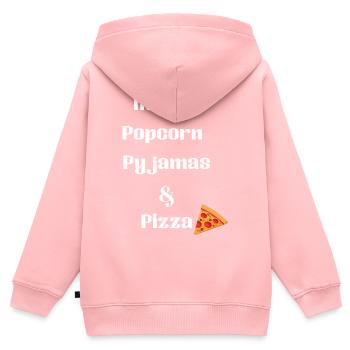 A movie, popcorn, pajamas and pizza - Kids Premium Organic Zip-up Hoodie - rose - Back - AI Model Kid Female (0cm)