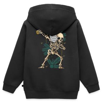 Halloween Pickleball Kostüm Dabbing Skelett - Kinder Premium Organic Zip Hoodie - Schwarz - Hinten - AI Model Kid Male (0cm)