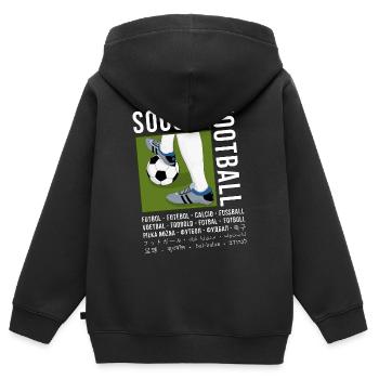 Fußball in verschiedenen Sprachen - Kinder Premium Organic Zip Hoodie - Schwarz - Hinten - AI Model Kid Male (0cm)