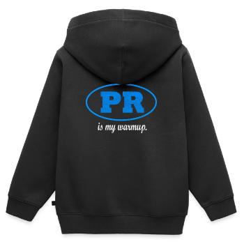 Your PR is my warmup. - Kinder Premium Organic Zip Hoodie - Schwarz - Hinten - AI Model Kid Male (0cm)