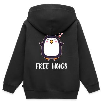 Animal Mignon Pingouin Coeur Déclaration Oiseau Pôle Sud - Sweat Premium à capuche zippé enfant bio - noir - Dos - AI Model Kid Male (0cm)