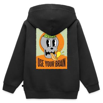 Benutze dein Gehirn - Kinder Premium Organic Zip Hoodie - Schwarz - Hinten - AI Model Kid Male (0cm)