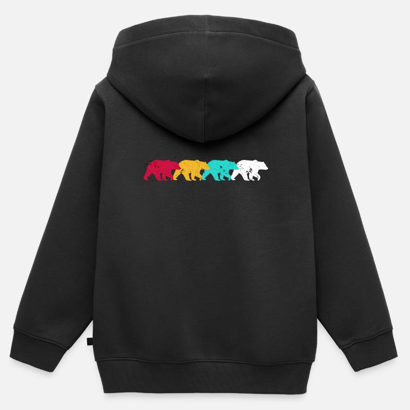 Ours - Sweat Premium à capuche zippé enfant bio - noir