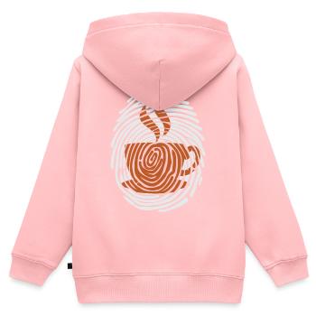 Buveur de café Tasse de café Café au lait - Sweat Premium à capuche zippé enfant bio - rose - Dos - AI Model Kid Female (0cm)
