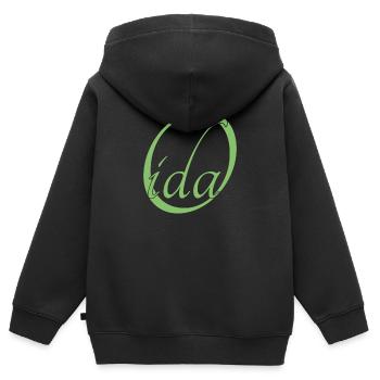 Oida - Kinder Premium Organic Zip Hoodie - Schwarz - Hinten - AI Model Kid Male (0cm)